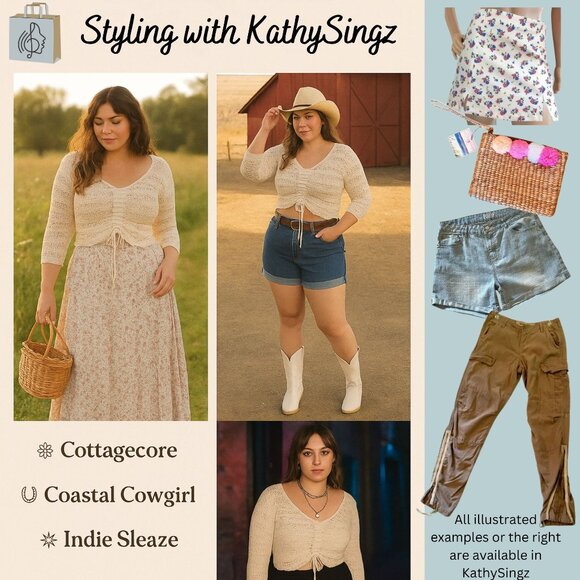 Boho Cream Crochet Knit Crop Sweater Top Size XL Sky and Sparrow Long Sleeve - Picture 2 of 10